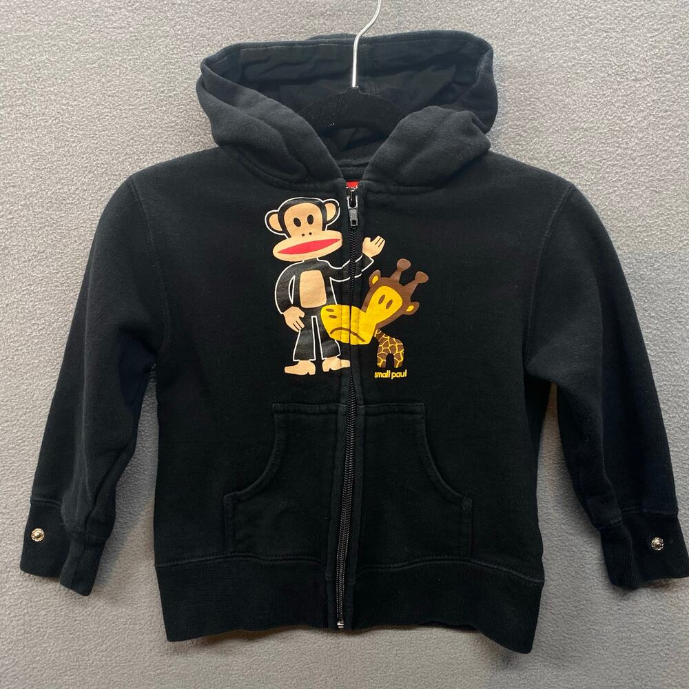 Small Paul Frank Hoodie Sweatshirt Kids 3T Black Full Zip Julius Monkey Clancy‎